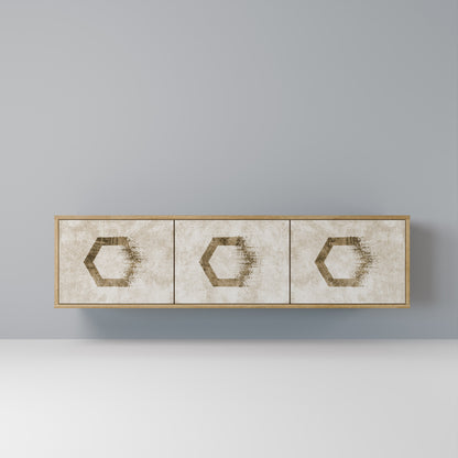 Mobile TV HEXAGONAL SHAPES a 3 ante effetto rovere