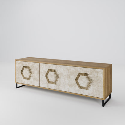 Mobile TV HEXAGONAL SHAPES a 3 ante effetto rovere