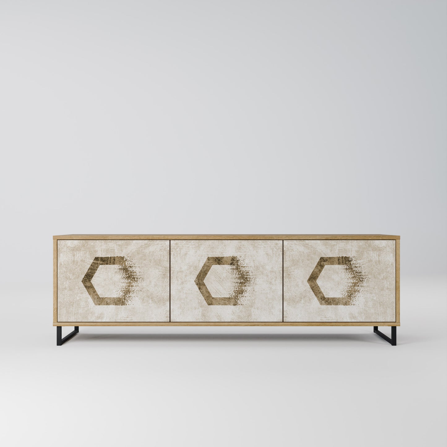 Mobile TV HEXAGONAL SHAPES a 3 ante effetto rovere