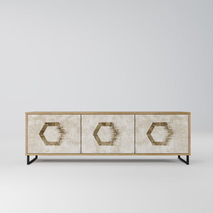 Mobile TV HEXAGONAL SHAPES a 3 ante effetto rovere