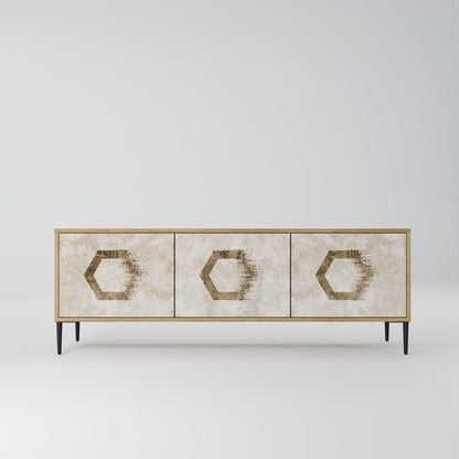 Mobile TV HEXAGONAL SHAPES a 3 ante effetto rovere