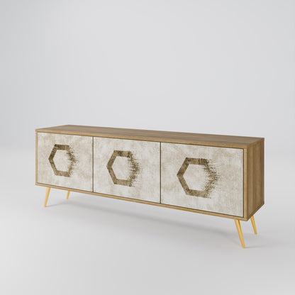 Mobile TV HEXAGONAL SHAPES a 3 ante effetto rovere