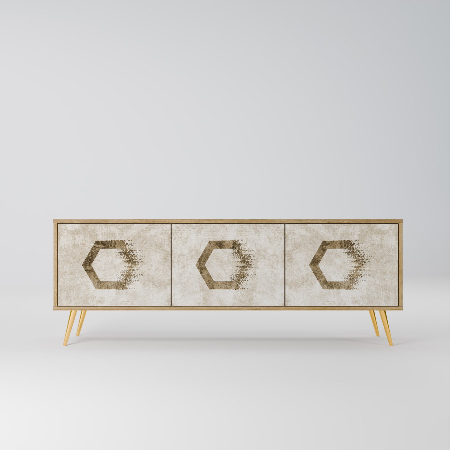 Mobile TV HEXAGONAL SHAPES a 3 ante effetto rovere