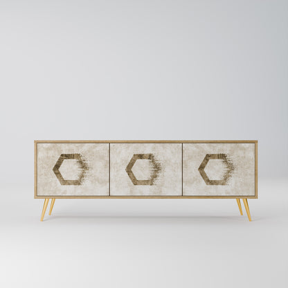 Mobile TV HEXAGONAL SHAPES a 3 ante effetto rovere