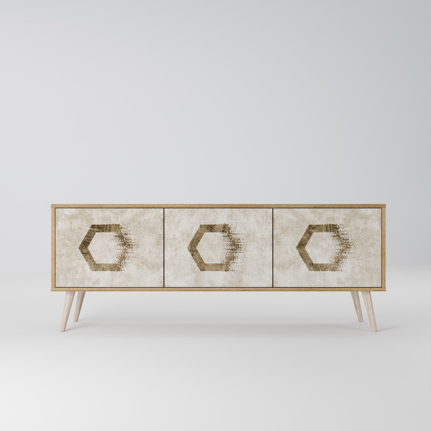 Mobile TV HEXAGONAL SHAPES a 3 ante effetto rovere