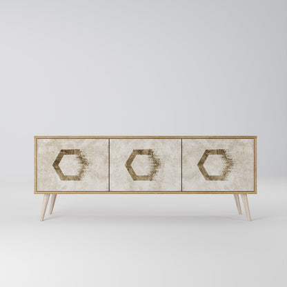 Mobile TV HEXAGONAL SHAPES a 3 ante effetto rovere