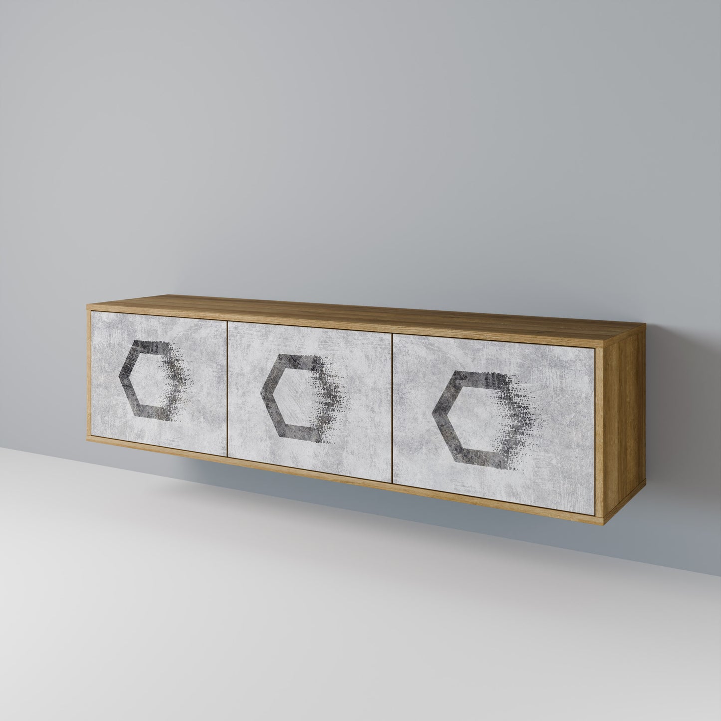 Mobile TV HEXAGONAL FIGURES a 3 ante effetto rovere