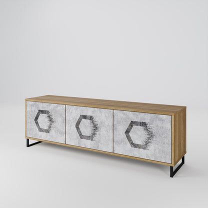 Mobile TV HEXAGONAL FIGURES a 3 ante effetto rovere