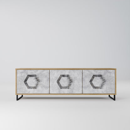 Mobile TV HEXAGONAL FIGURES a 3 ante effetto rovere