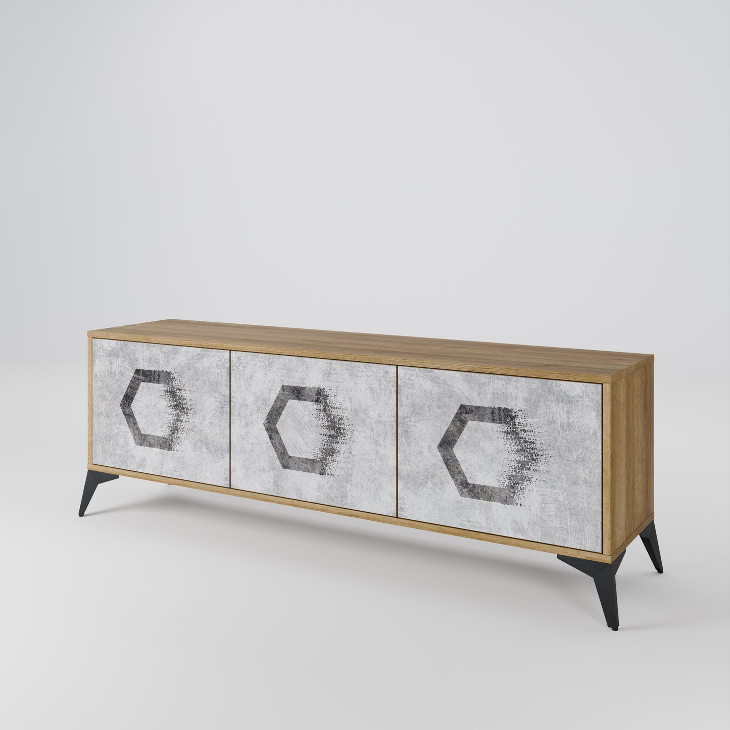 Mobile TV HEXAGONAL FIGURES a 3 ante effetto rovere