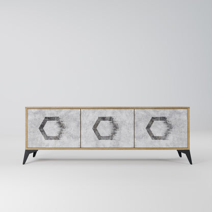 Mobile TV HEXAGONAL FIGURES a 3 ante effetto rovere