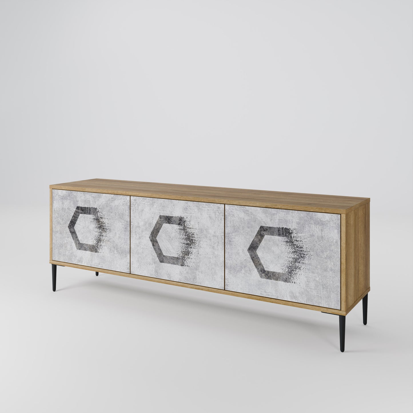Mobile TV HEXAGONAL FIGURES a 3 ante effetto rovere