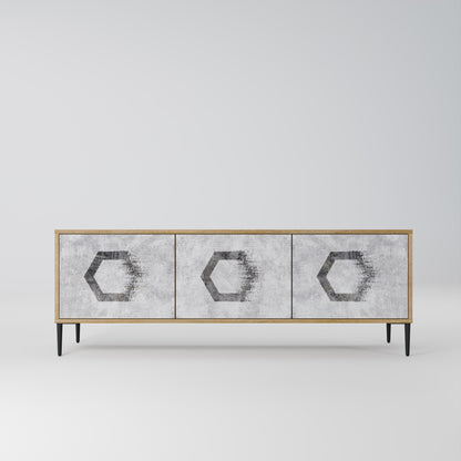 Mobile TV HEXAGONAL FIGURES a 3 ante effetto rovere
