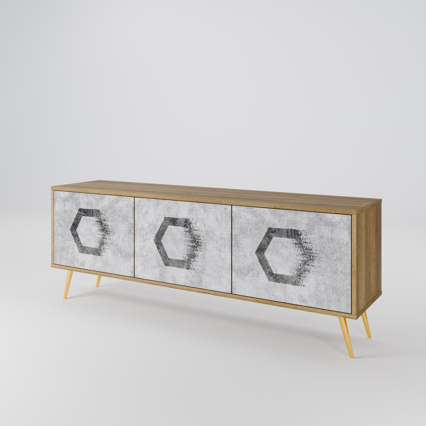 Mobile TV HEXAGONAL FIGURES a 3 ante effetto rovere