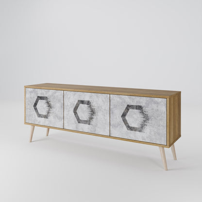 Mobile TV HEXAGONAL FIGURES a 3 ante effetto rovere