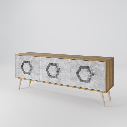 Mobile TV HEXAGONAL FIGURES a 3 ante effetto rovere