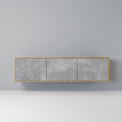 Mobile TV CONCRETE ZIG ZAG a 3 ante in effetto rovere