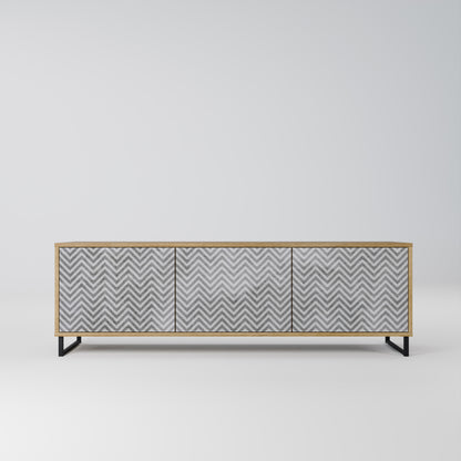 Mobile TV CONCRETE ZIG ZAG a 3 ante in effetto rovere