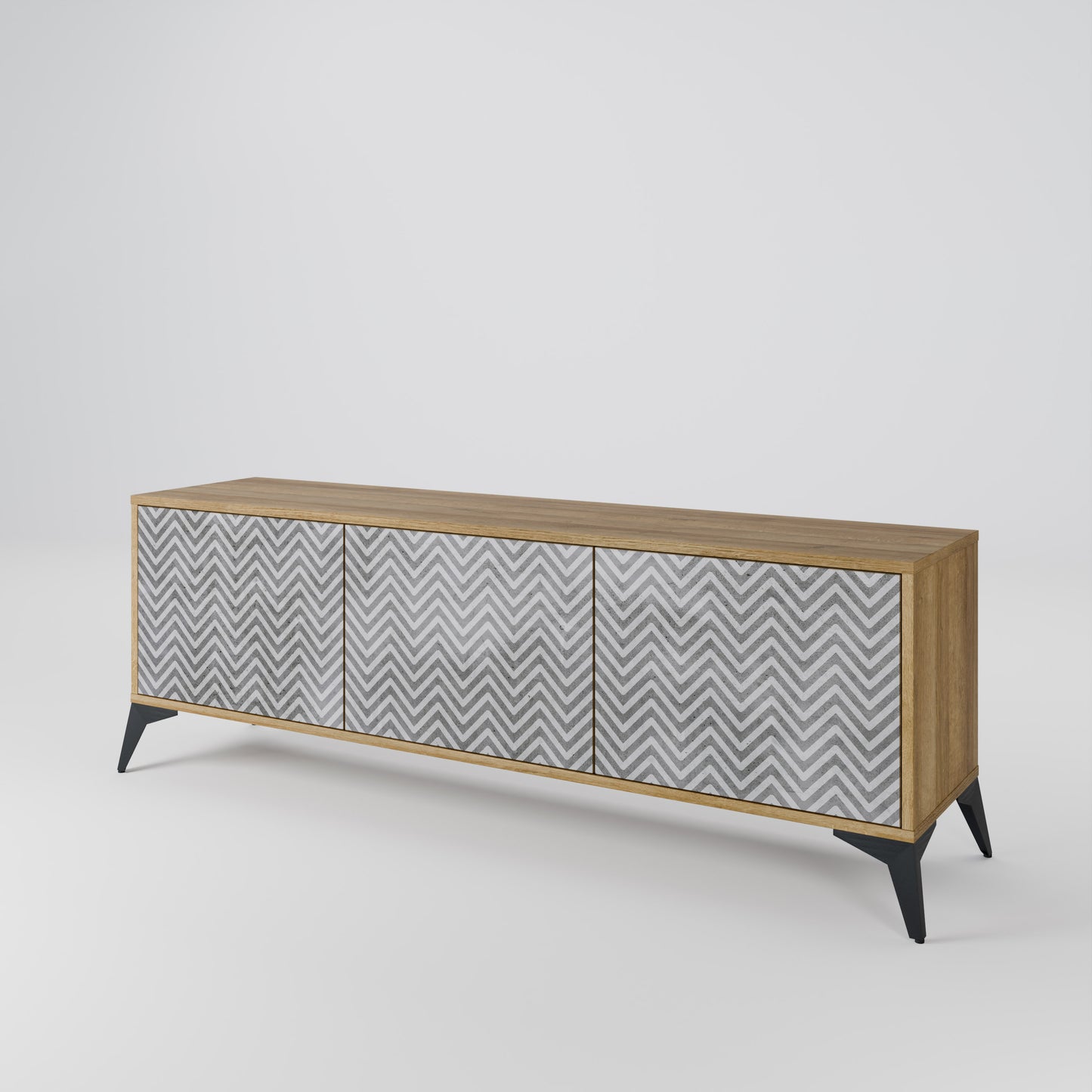 Mobile TV CONCRETE ZIG ZAG a 3 ante in effetto rovere