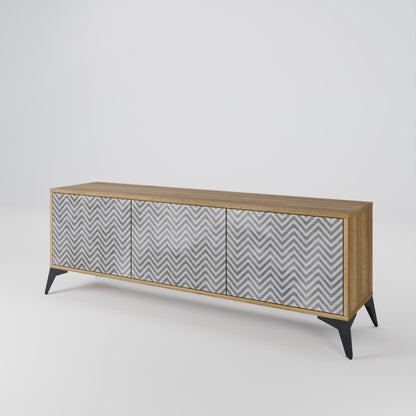 Mobile TV CONCRETE ZIG ZAG a 3 ante in effetto rovere