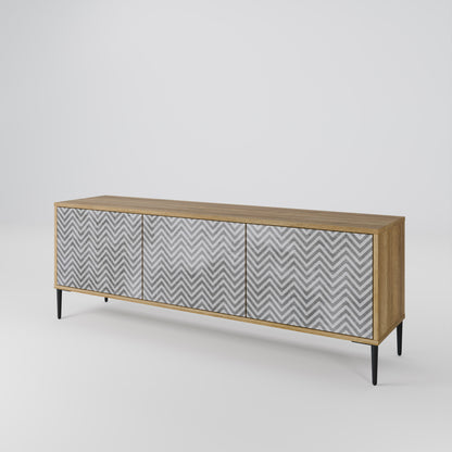Mobile TV CONCRETE ZIG ZAG a 3 ante in effetto rovere