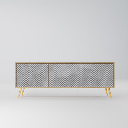 Mobile TV CONCRETE ZIG ZAG a 3 ante in effetto rovere