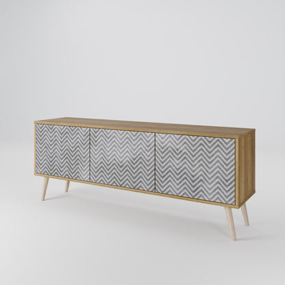 Mobile TV CONCRETE ZIG ZAG a 3 ante in effetto rovere