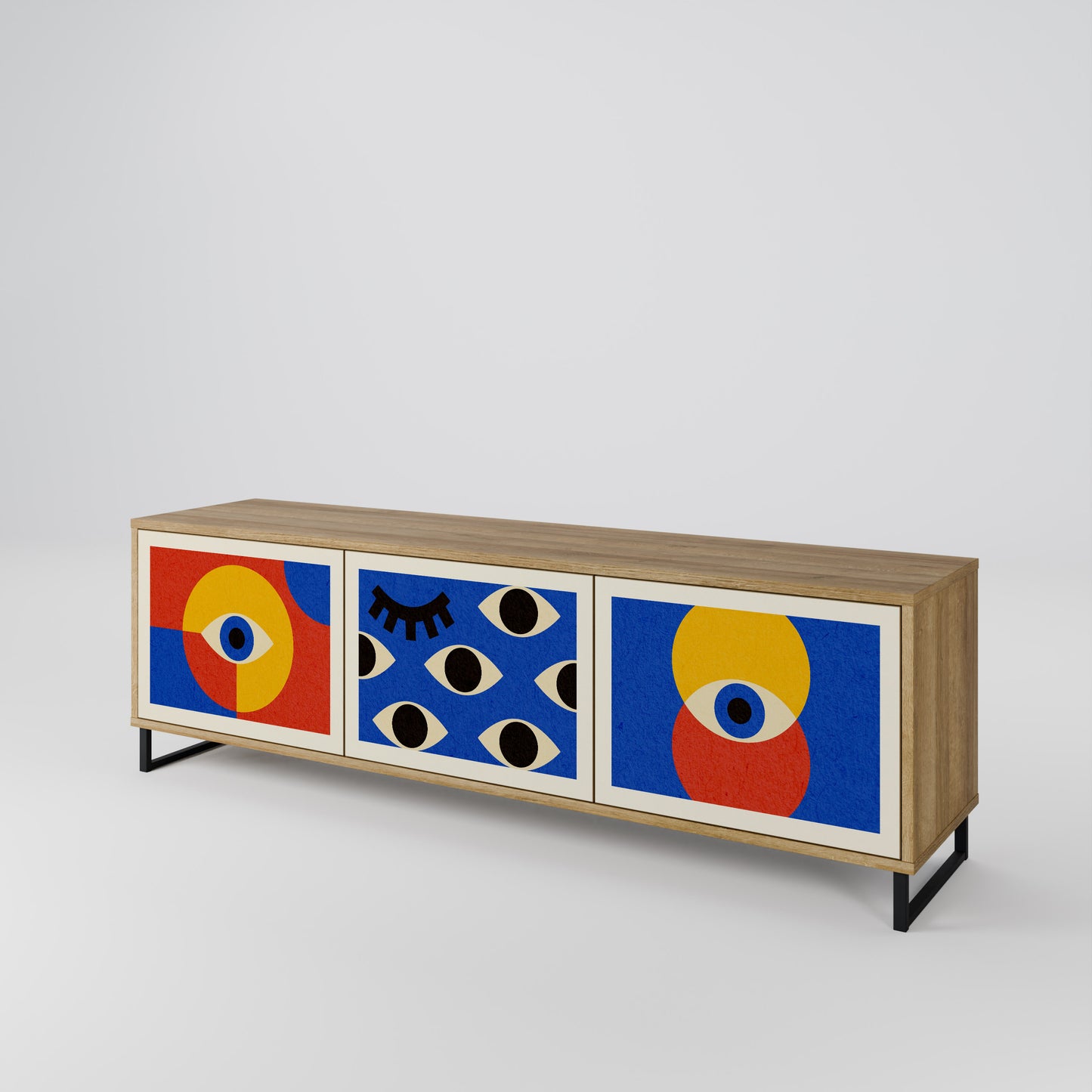 Mobile TV GEOMETRIC EYES a 3 ante in effetto rovere