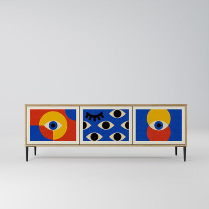 Mobile TV GEOMETRIC EYES a 3 ante in effetto rovere