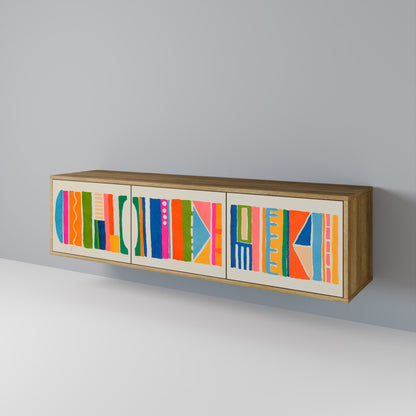 Mobile TV GEOMETRIC SHINE a 3 ante in effetto rovere
