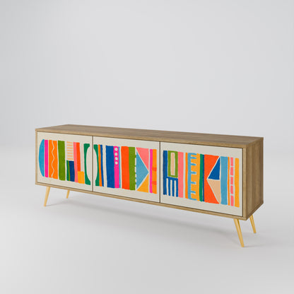 Mobile TV GEOMETRIC SHINE a 3 ante in effetto rovere