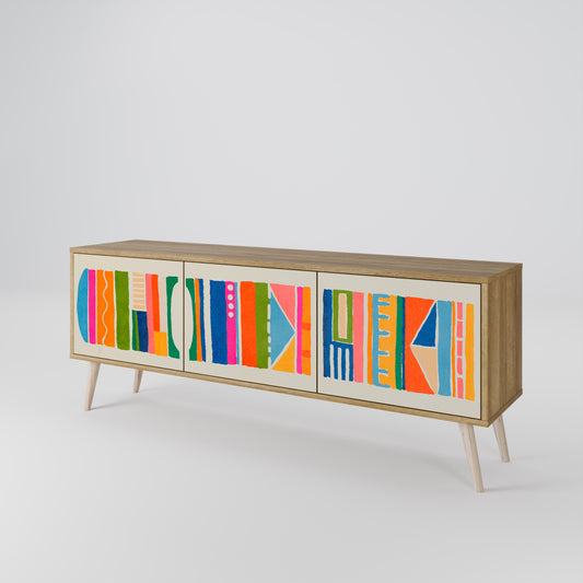 Mobile TV GEOMETRIC SHINE a 3 ante in effetto rovere