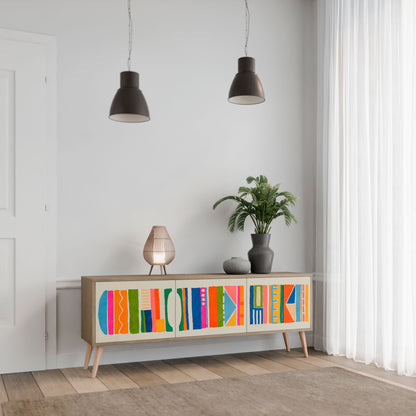Mobile TV GEOMETRIC SHINE a 3 ante in effetto rovere