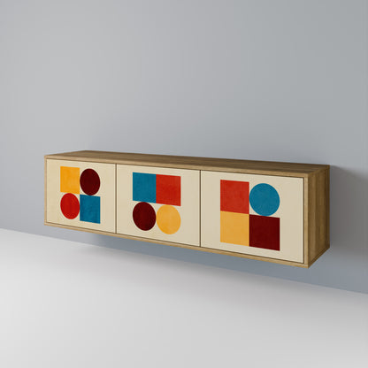 Mobile TV GEOMETRIC PUZZLE a 3 ante in effetto rovere