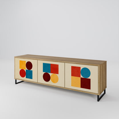 Mobile TV GEOMETRIC PUZZLE a 3 ante in effetto rovere