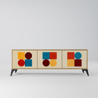 Mobile TV GEOMETRIC PUZZLE a 3 ante in effetto rovere