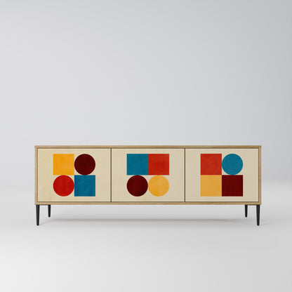 Mobile TV GEOMETRIC PUZZLE a 3 ante in effetto rovere