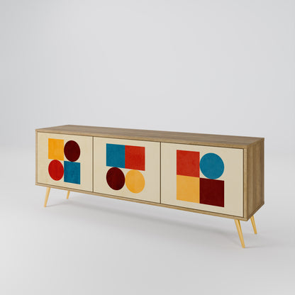 Mobile TV GEOMETRIC PUZZLE a 3 ante in effetto rovere