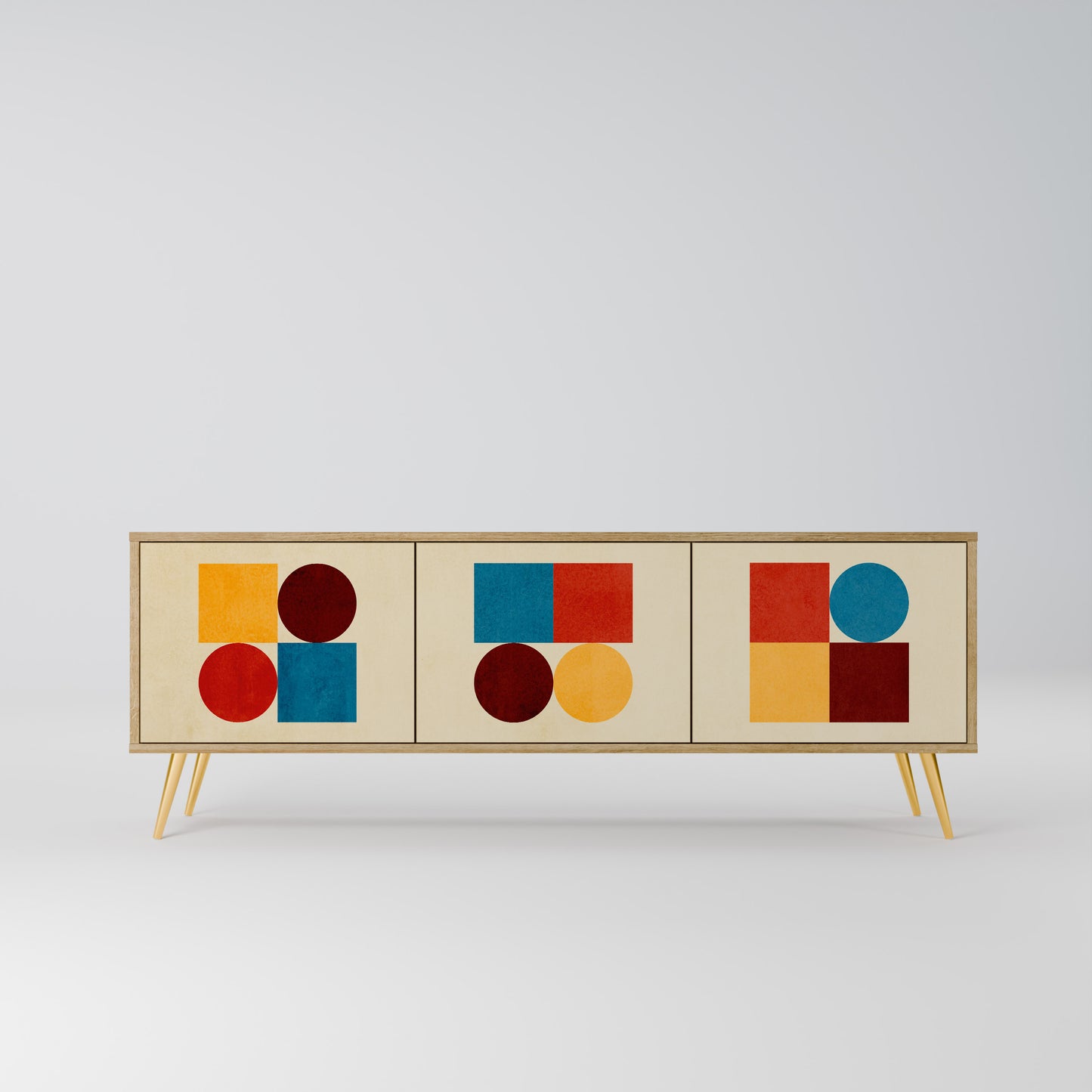 Mobile TV GEOMETRIC PUZZLE a 3 ante in effetto rovere