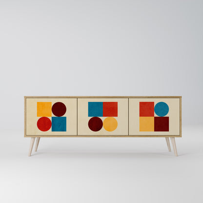 Mobile TV GEOMETRIC PUZZLE a 3 ante in effetto rovere