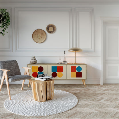 Mobile TV GEOMETRIC PUZZLE a 3 ante in effetto rovere
