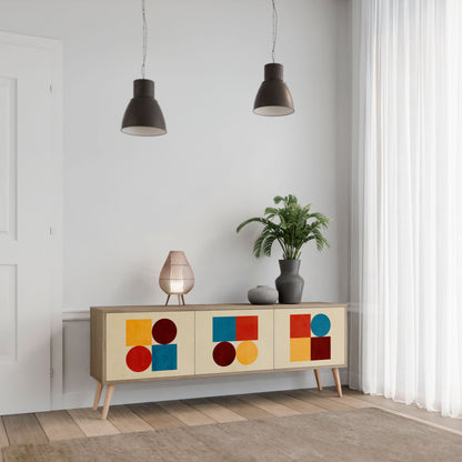 Mobile TV GEOMETRIC PUZZLE a 3 ante in effetto rovere