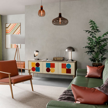 Mobile TV GEOMETRIC PUZZLE a 3 ante in effetto rovere