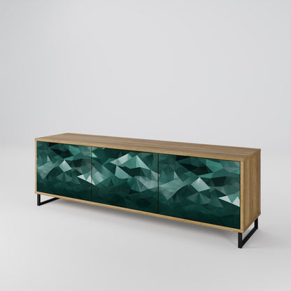 Mobile TV POLYGONALE FLUTTUANTE a 3 ante in effetto rovere