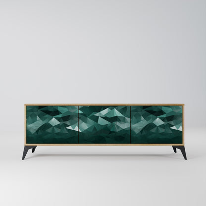 Mobile TV POLYGONALE FLUTTUANTE a 3 ante in effetto rovere
