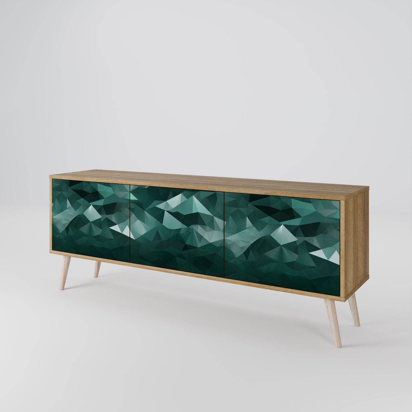 POLYGONAL FLOATING Mobile TV a 3 Ante in Effetto Rovere