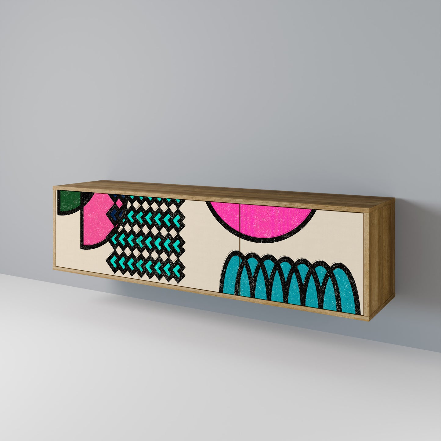 Mobile TV GEOMETRIC RHAPSODY a 3 ante in effetto rovere