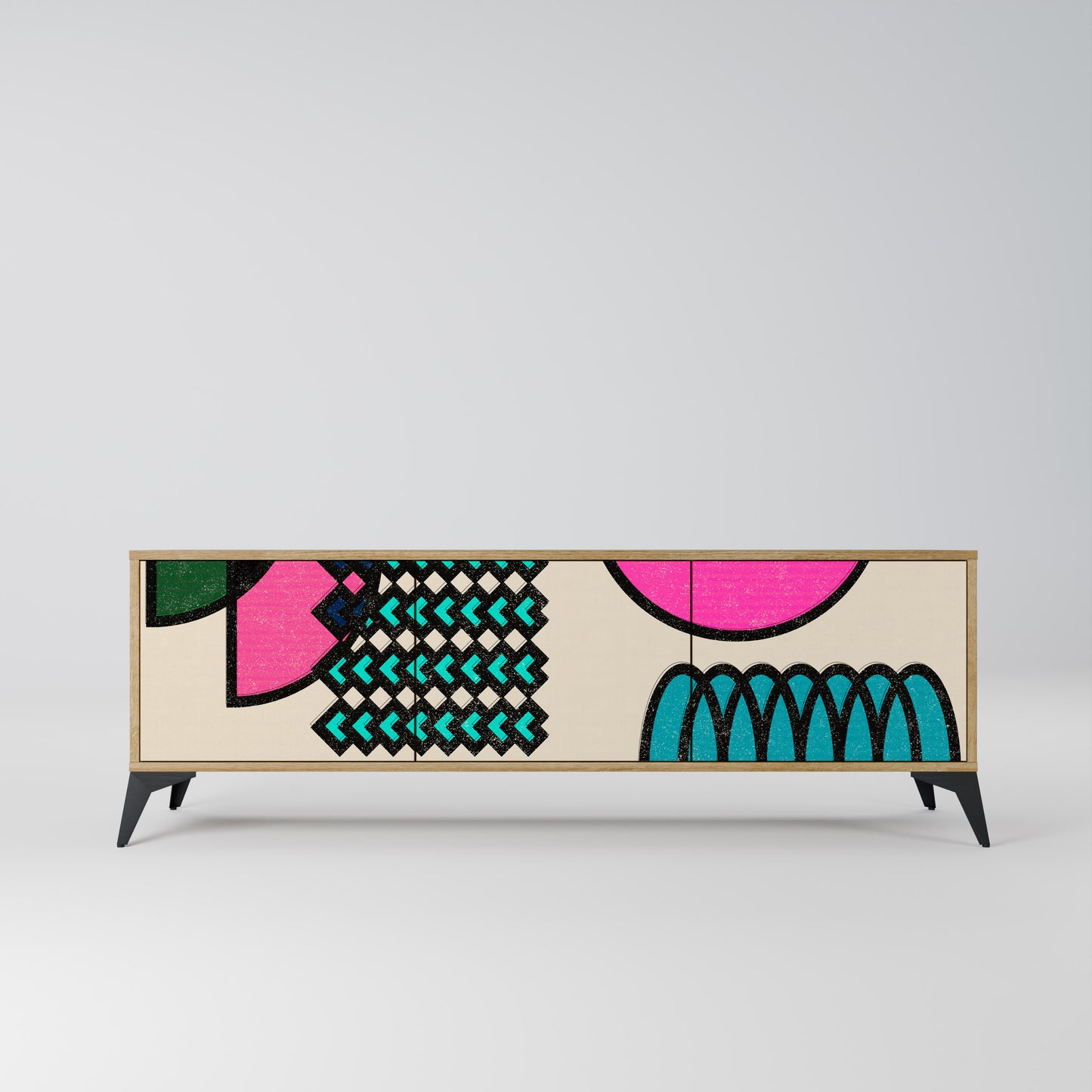 Mobile TV GEOMETRIC RHAPSODY a 3 ante in effetto rovere
