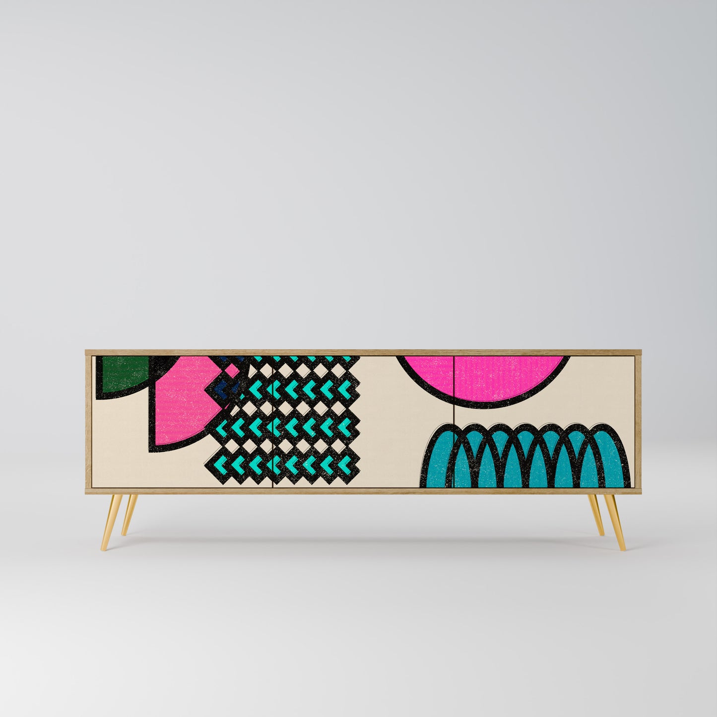 Mobile TV GEOMETRIC RHAPSODY a 3 ante in effetto rovere