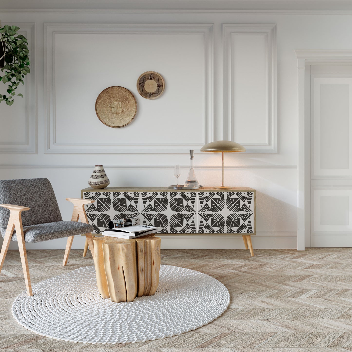 Mobile TV MONOCHROME NEXUS a 3 ante effetto rovere